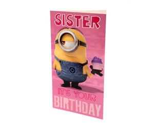 Despicable Me Minion Sister Birthday Card (Pink/Yellow/Blue) - TA2527