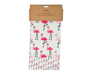 Dexam Set of 2 Tea Towels Flamingo Pink