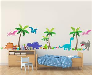 Dinosaur Scene 68x24cm Wall Decal - Multi