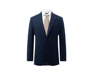 Dobell Mens Navy Stripe Suit Jacket Regular Fit Peak Lapel