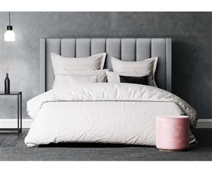 Double Size Upholstered Fabric Wing Bed Head - Emilie Collection (Grey 125cm)