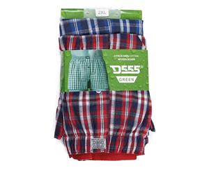 Duke Mens Plaid D555 Kingsize Woven Boxer Shorts (2 Pairs) (Navy Blue/Red) - DC203