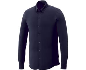 Elevate Mens Bigelow Long Sleeve Pique Shirt (Navy) - PF2340