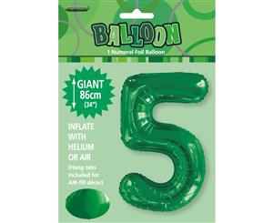 Emerald Green 5 Numeral Foil Balloon 86cm