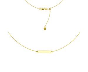 Engravable Bar Choker 14k Gold Necklace 16" Adjustable - Rose