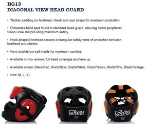 FAIRTEX-Diagonal Vision Sparring Headguard Lace Up Head Gear HG13 - Black/White