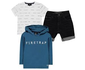 Firetrap Kids 3pc ShortSetIB93 - Petrol - Gold