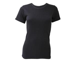 Floso Ladies/Womens Thermal Underwear Short Sleeve T-Shirt/Top (Standard Range) (Black) - THERM130