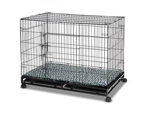 Folding Metal Pet Dog Crate Cage Home w/ Wheels - 48-inch