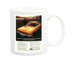 Ford Capri Gold Car Advert Poster Mug - 11 Fluid Oz