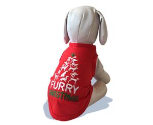 Furry Christmas Dog Singlet with traditional Christmas Tree