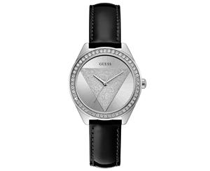 GUESS Women's 36mm Tri Glitz Patent Leather Watch - Silver/Black