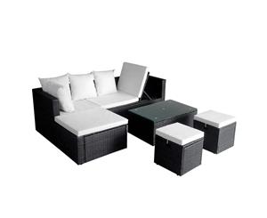 Garden Lounge Set 12 Piece Poly Rattan Black Outdoor Sofa Furniture