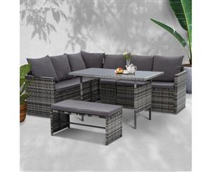 Gardeon Outdoor Dining Set Sofa Set Outdoor Furniture Dining Setting Lounge Wicker 8 Seater Bench Mixed Grey