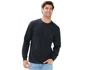 Gildan Mens Hammer Seamless Cotton Long Sleeve T Shirt - Black