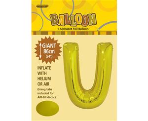 Gold U Alphabet Foil Balloon 86cm