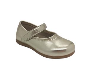 Grosby Milly Girls Toddler Shoes Mary Jane Shiny Cute Velcro Strap - Gold