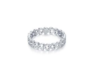 Heart Linked Stackable Ring Rhodium Plated