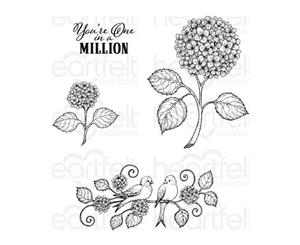 Heartfelt Creations Cling Rubber Stamp Set - Cottage Garden - Fresh Cut Hydrangea - Set of 4