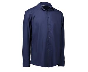 Id Mens Long Sleeve Modern Fit Easy Iron Shirt (Navy) - ID407