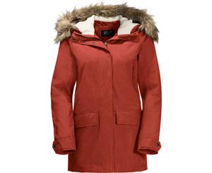 Jack Wolfskin Womens/Ladies Helsinki Faux Fur Hood Waterproof Coat - Mexican Pepper