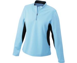 James And Nicholson Womens/Ladies Long Sleeved Half Zip Running Shirt (Ocean Blue/Black) - FU422