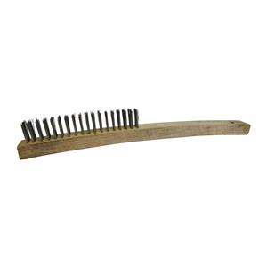 Josco 3-Row Stainless Steel Bristle Wood Long Handle Wire Brush