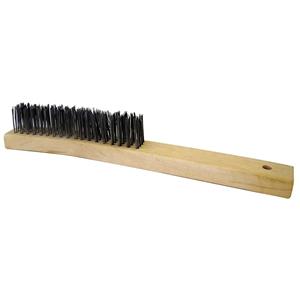 Josco 4-Row Stainless Steel Bristle Wood Long Handle Wire Brush