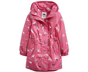 Joules Girls Golightly Waterproof Packable Fashion Jacket - Pink Unicorn