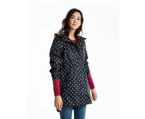 Joules Womens/Ladies Golightly Printed Waterproof Packaway Jacket Coat - Navy Spot