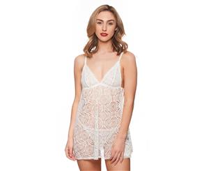 Just Sexy Women's 2-Piece Tie Strap Lace Teddy Set - White