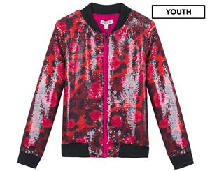 KENZO Girls' Jungle Patterned Bomber Jacket - Bordeaux