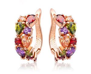 Karissma Huggie Earrings-Rose Gold/Multicolour