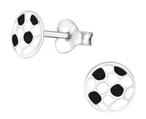 Kids Sterling Silver Football Soccer Stud Earrings