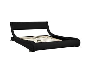 King Size Faux Leather Curved Bed Frame - Black