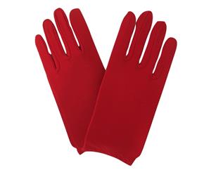 Ladies Short Gloves Wedding Bridal Stretchy Costume - Red