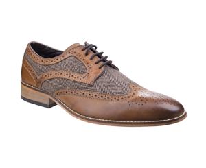 Lambretta Mens Fenchurch Combi Lace Up Brogue Oxford Smart Shoes - Tan