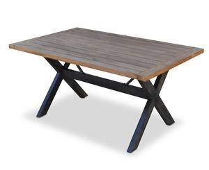 Loft 1.6M Outdoor Teak And Aluminium Dining Table - Raw Teak Timber with Ash Grey - Outdoor Teak Tables