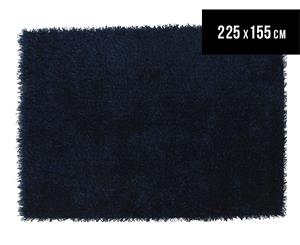 London Metallic 225x155cm Chunky & Thin Shag Rug - Navy