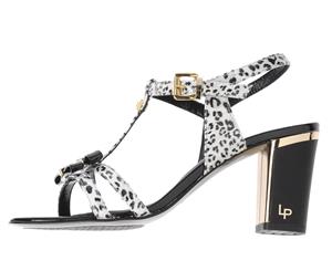 Loretta Pettinari Women's Leopard Heeled Sandal - White/Black