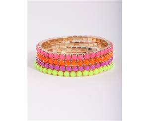 Lovisa Kids Multi Coloured Fluorescent Cupchain Stretch Bracelet Pack