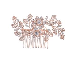 Lovisa Rose Gold Diamante Flower Leaf Comb