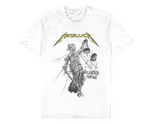 METALLICA Band &quotJustice For All" White T Shirt