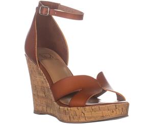 MG35 Bretta Side Buckle Wedge Sandals Cognac Smooth