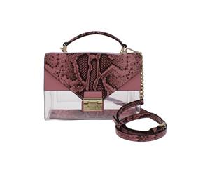 MICHAEL Michael Kors Womens Sloan Snake Print See Though Satchel Handbag