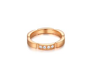 Maillon Unitary Link Ring with Swarovski Crystals Rose Gold Plated