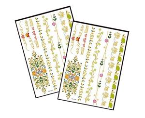 Metallic Temporary Tattoo Gold Silver Glitter Party Body Sticker Waterproof 2 Sheets 105