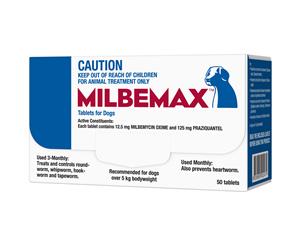 Milbemax Over 5kg Dog Broad Spectrum Allwormer Tablets 50's (M1060)