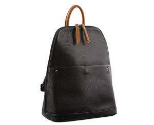 Milleni Ladies Italian Leather Twin Zip Backpack (NL2442) - Black/Cognac