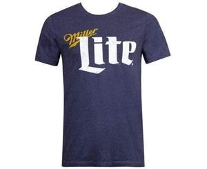 Miller Lite Beer Bold Logo Men's Blue T-Shirt-2XLarge